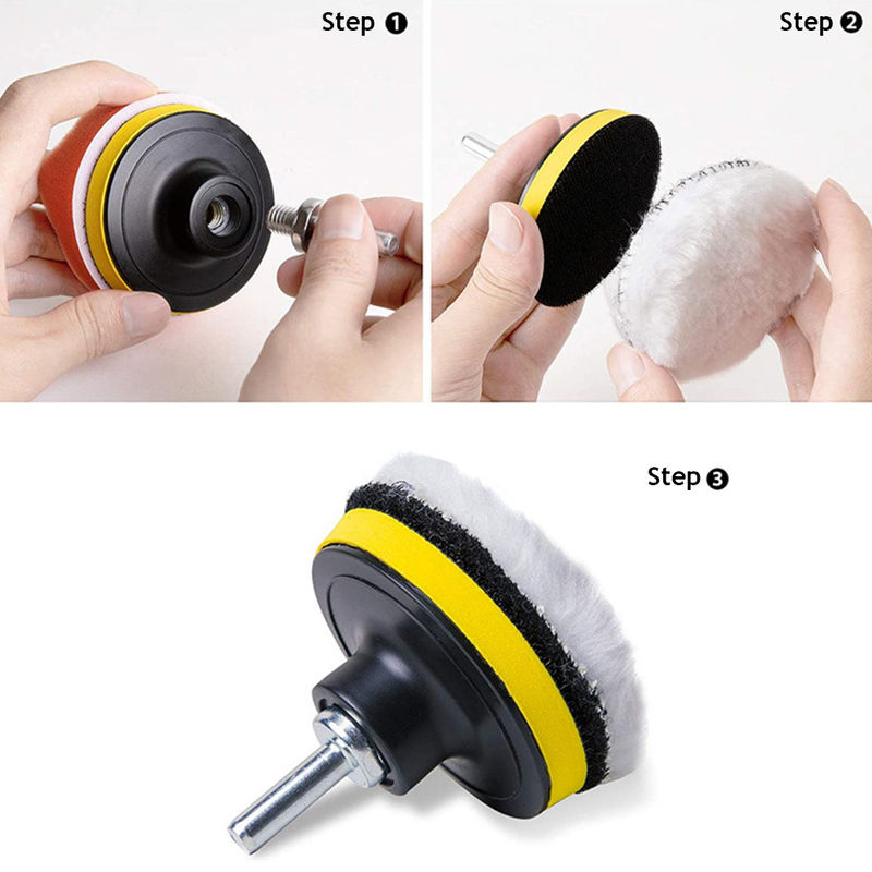 Thumbnail: Car Polishing Disc 1/11Pcs/Set Self-Adhesive Buffing Waxing Sponge 3inch Wool Wh