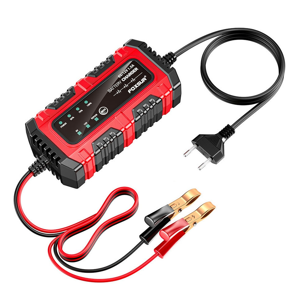 Thumbnail: FOXSUR 6V 12V Intelligent Battery Charger Motorcycle Scooter Three-wheeled Batte