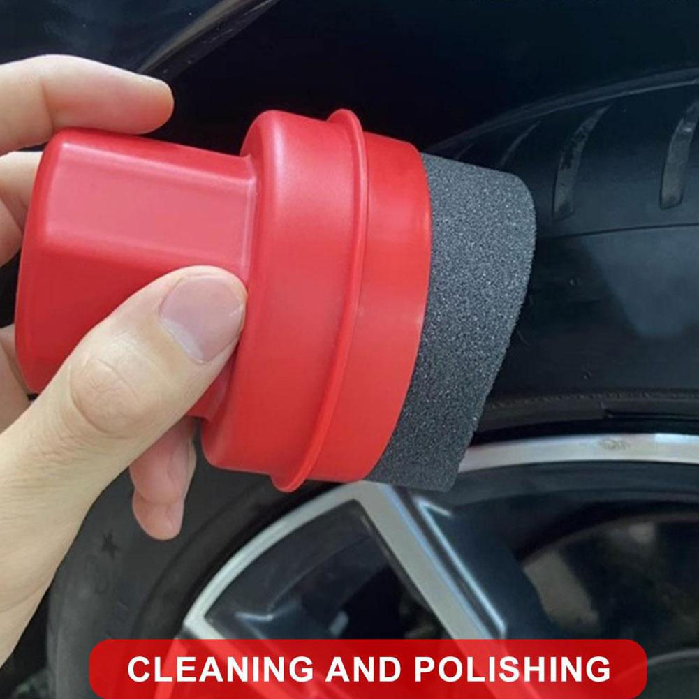 Curved Tire Wax Applicator Sponge with Lid Ergonomic Car Tire Cleaning Dressing