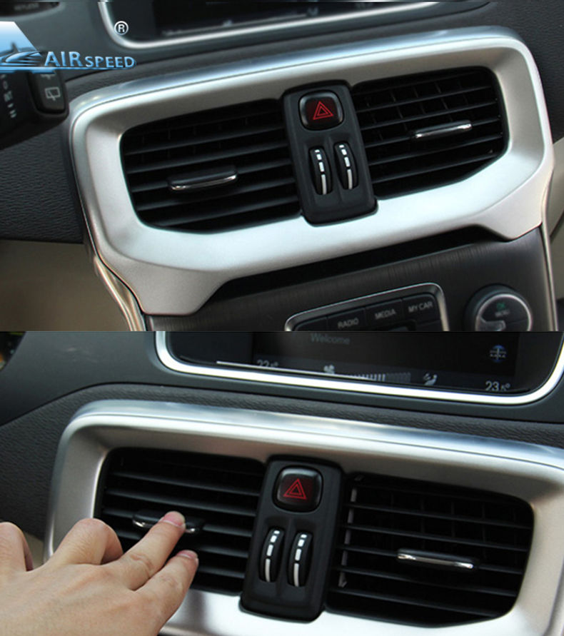 For Volvo V40 Console Air conditioning Outlet Decorative Cover Trim Stainless St