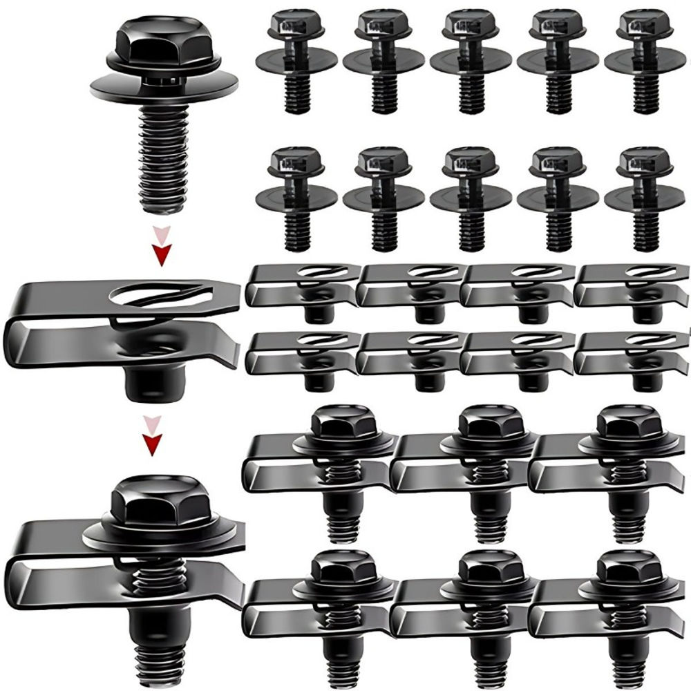 Car Body Bolts U Type Nut Clips M6 Automobile Bumper Fender Rivet Engine Cover U