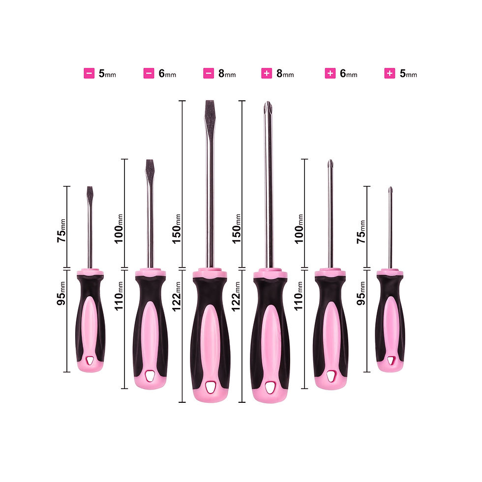 Thumbnail: Pink Power Magnetic Screwdriver Set - 6 Piece Phillips Head and Flat Head H..