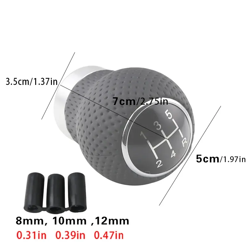 Thumbnail: 5/6 Speed Universal PU Leather Gear Shift Knob Manual Car Gear Stick Head Shift