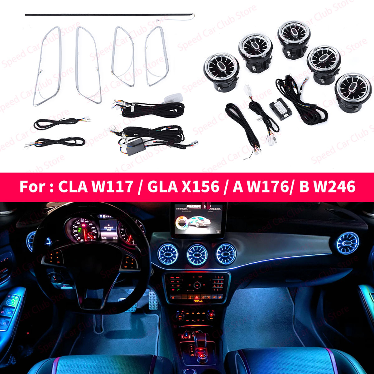 12/256 Colour LED Ambient Lights For Mercedes-Benz A/CLA/GLA W176 W117 W156 A45