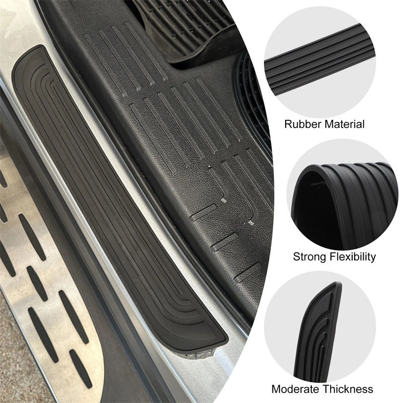 Thumbnail: 4Pcs Rubber Car Door Sill Scuff Covers Black Door Panel Guards Protector Trim An