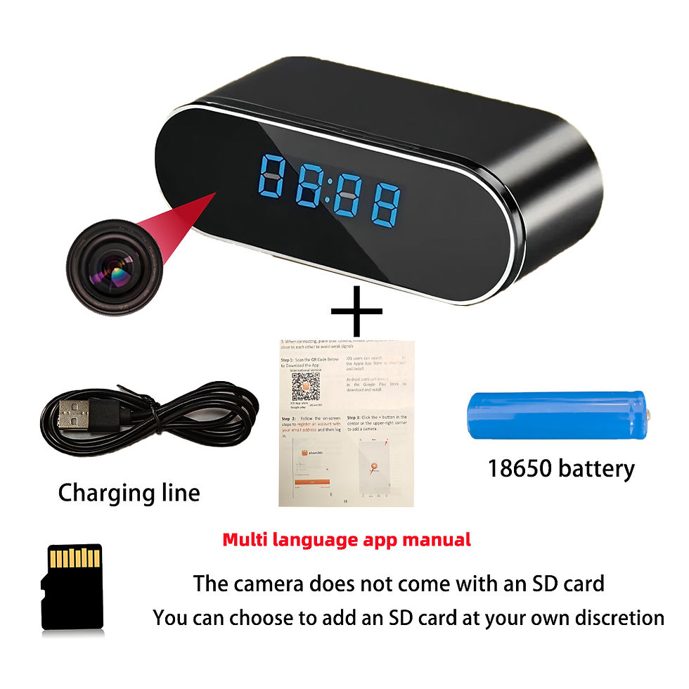Thumbnail: New 4K HD Mini Clock WiFi Camera with Infrared Night Vision, Motion Detection, R