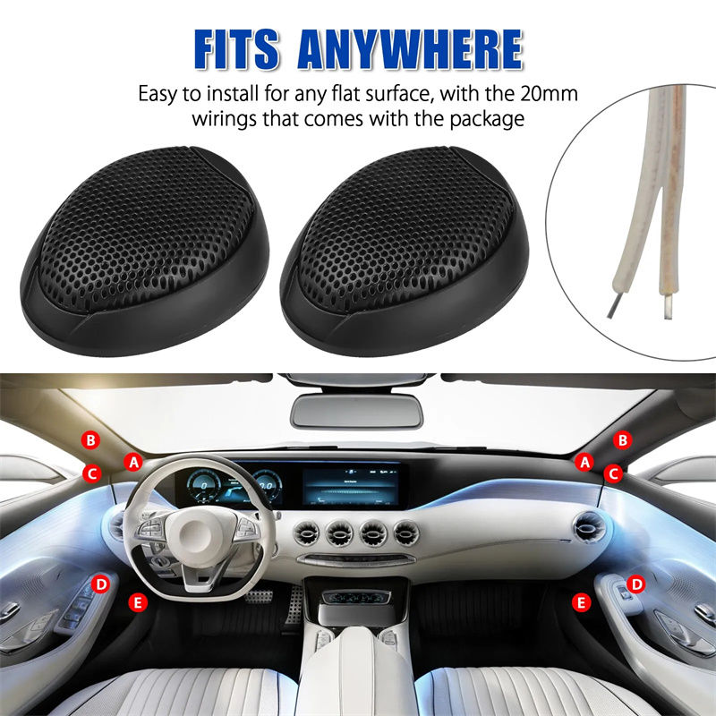 Thumbnail: 1 Pair Of 350w Universal Car Dome Tweeter Waterproof Super Power High Noise Redu