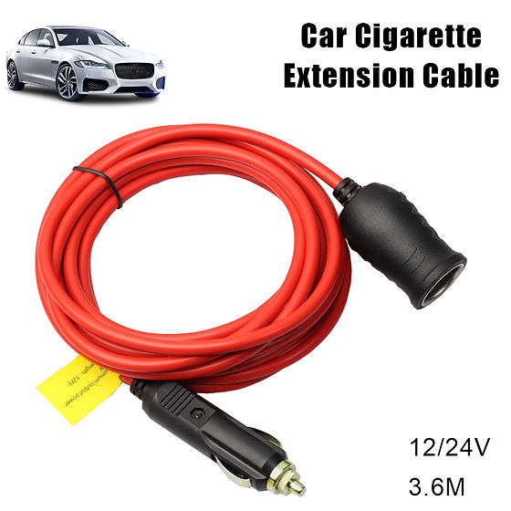 With 15A Fuse 3.6 M Socket Female Socket Plug Car Cigarette Lighter  Extension Co