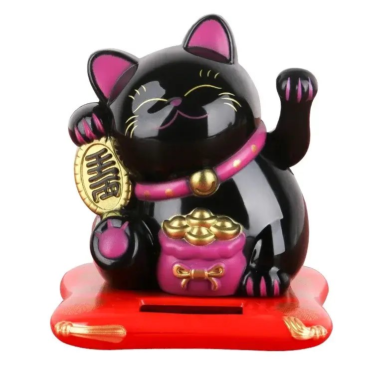 Thumbnail: Solar Powered Maneki Neko Lucky Cat Welcoming Chinese Lucky Cat Waving Hand Beck