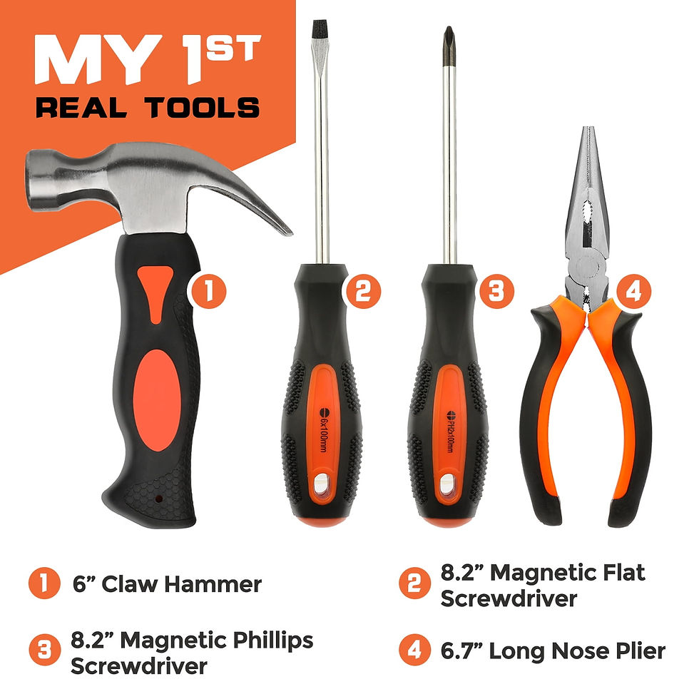 Thumbnail: INCLY 18 Pcs Kid Real Hand Tool Set, Boy Builder's Tool Set with Hand Tools..