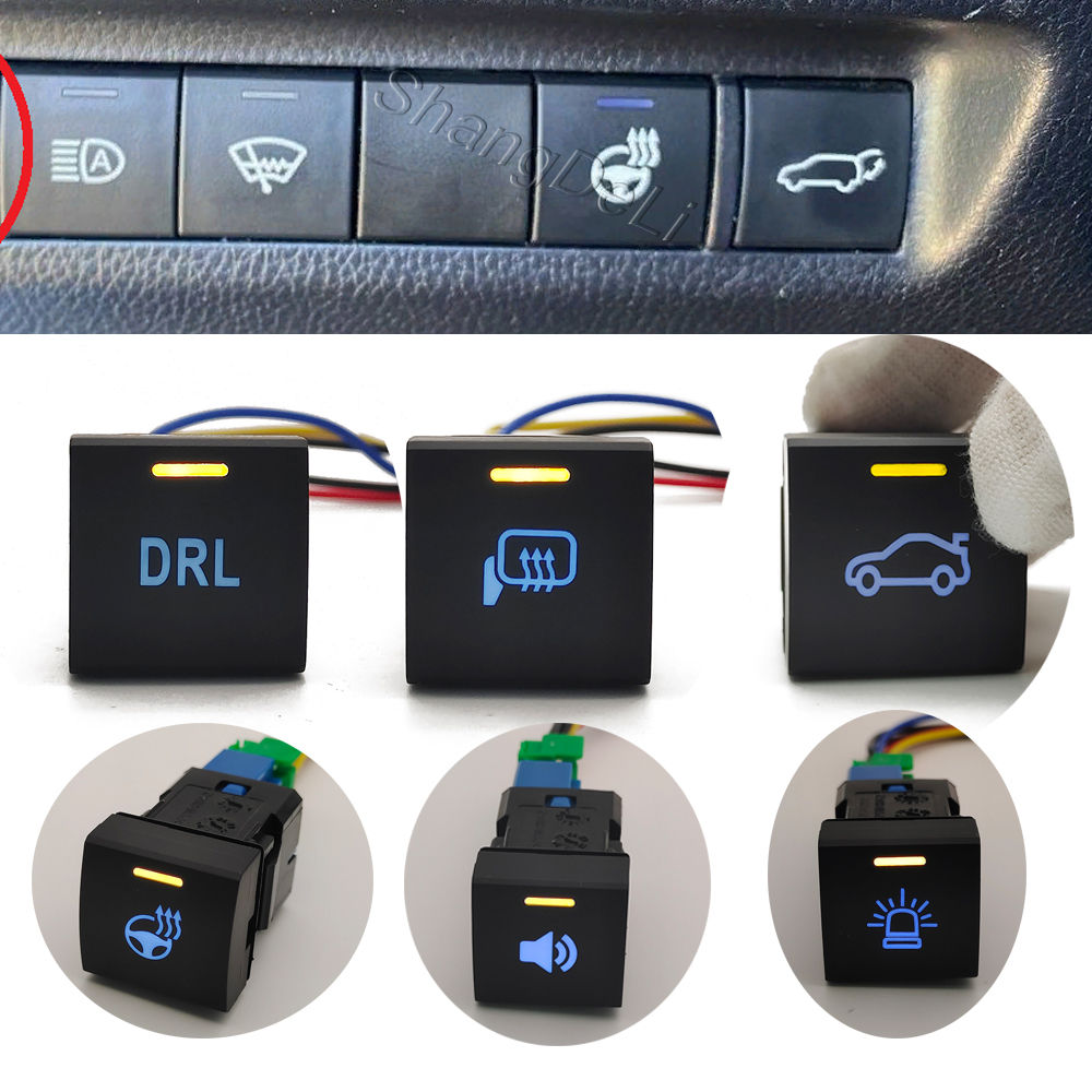 1 Pc Car LED DRL Light Steering Wheel Heated Horn Switch Button For Toyota Camry