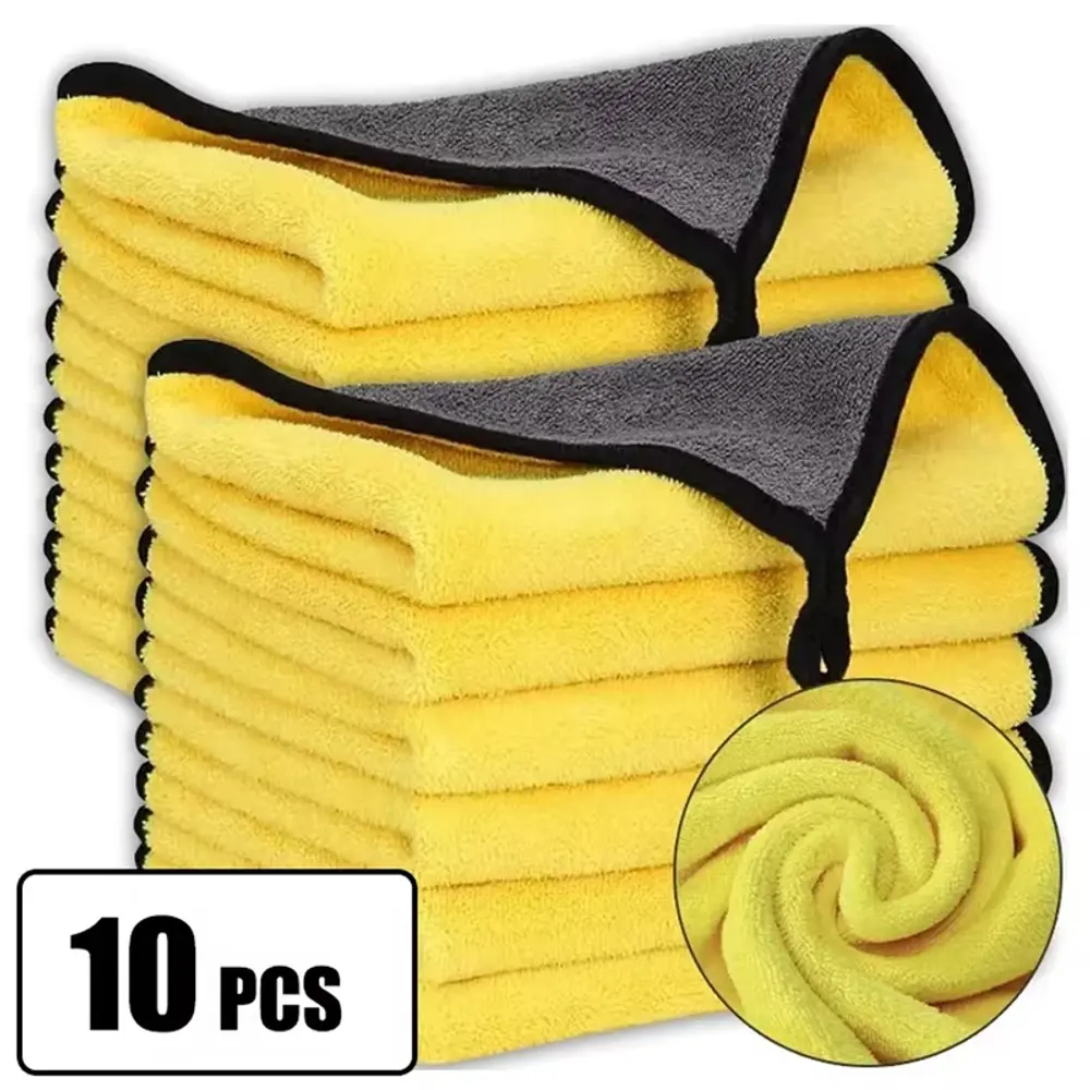 1-10pcs Car Wash Microfiber Towel 30x30/40/60CM Car Cleaning Drying Cloth Hemmin