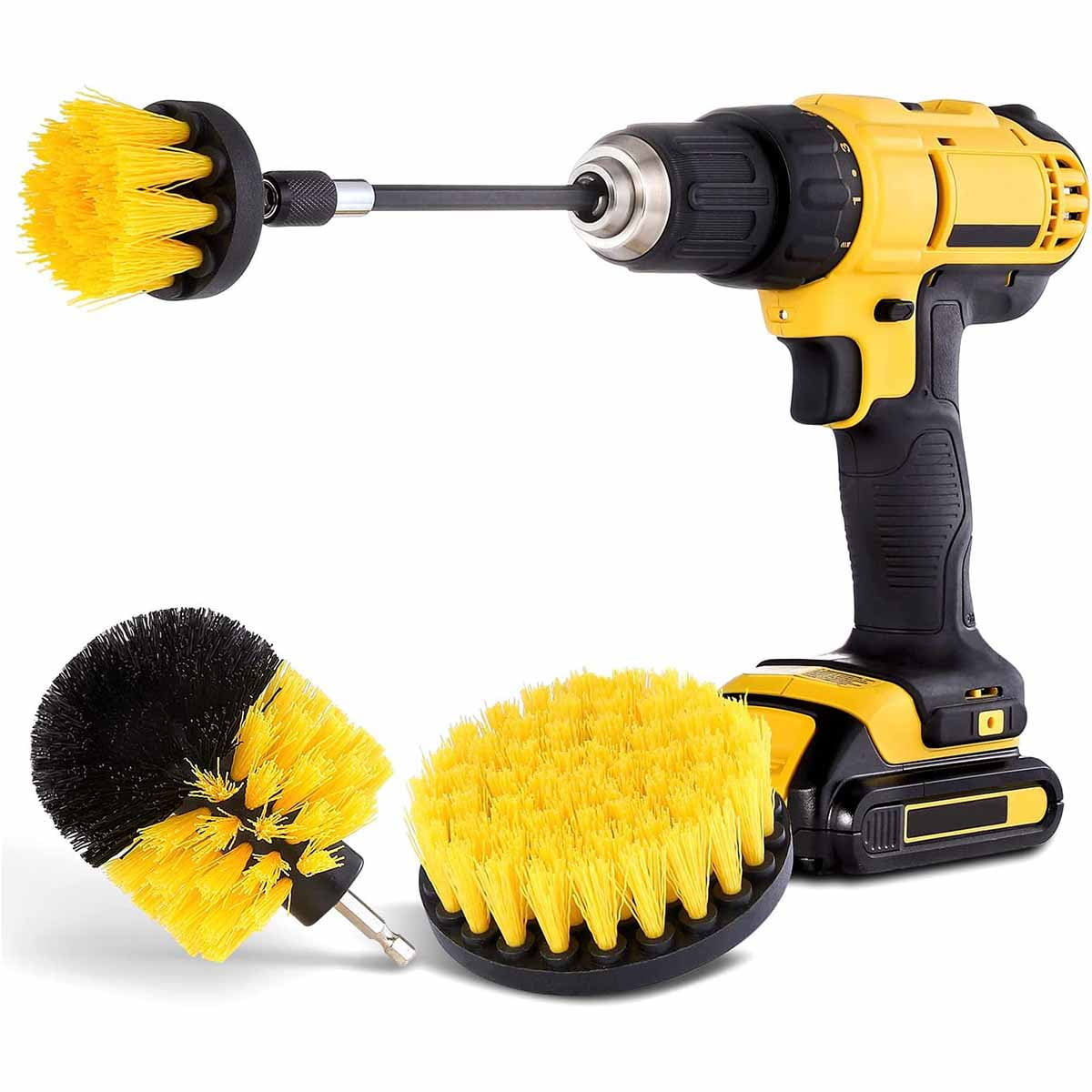 Automotive Soft Yellow Drill Brush Set - Leather Cleaner - Car Wash Kit - C..