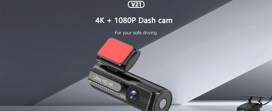 Thumbnail: 4K WiFi Dash Cam Camera for Car Front and Rear Dual Lens DVR Auto Dashcam GPS Tr