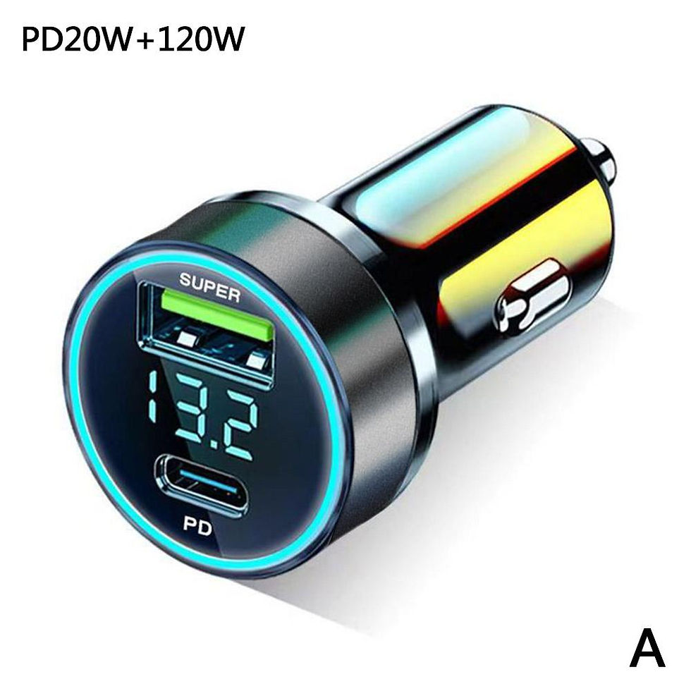Thumbnail: Quick Car Charger 12-24V Dual USB Type C 120W+PD20W Fast Charger For IPhone13 Pr
