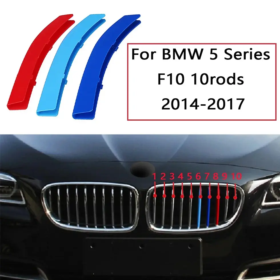 Thumbnail: 3Pcs ABS Car Racing Front Grille Trim Strips For BMW F10 F11 5 Series 2011-2017