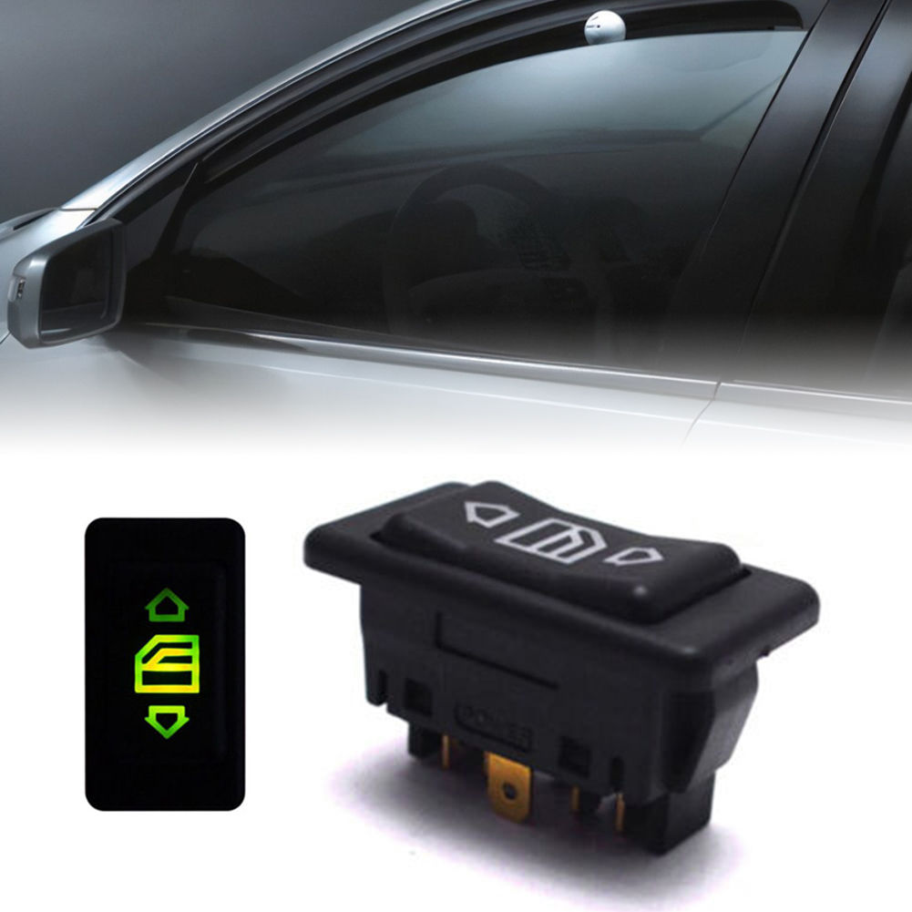 Universal Cars Power Switch Button With Green Light 6-Pin 12/24V 10A ON/OFF Wind