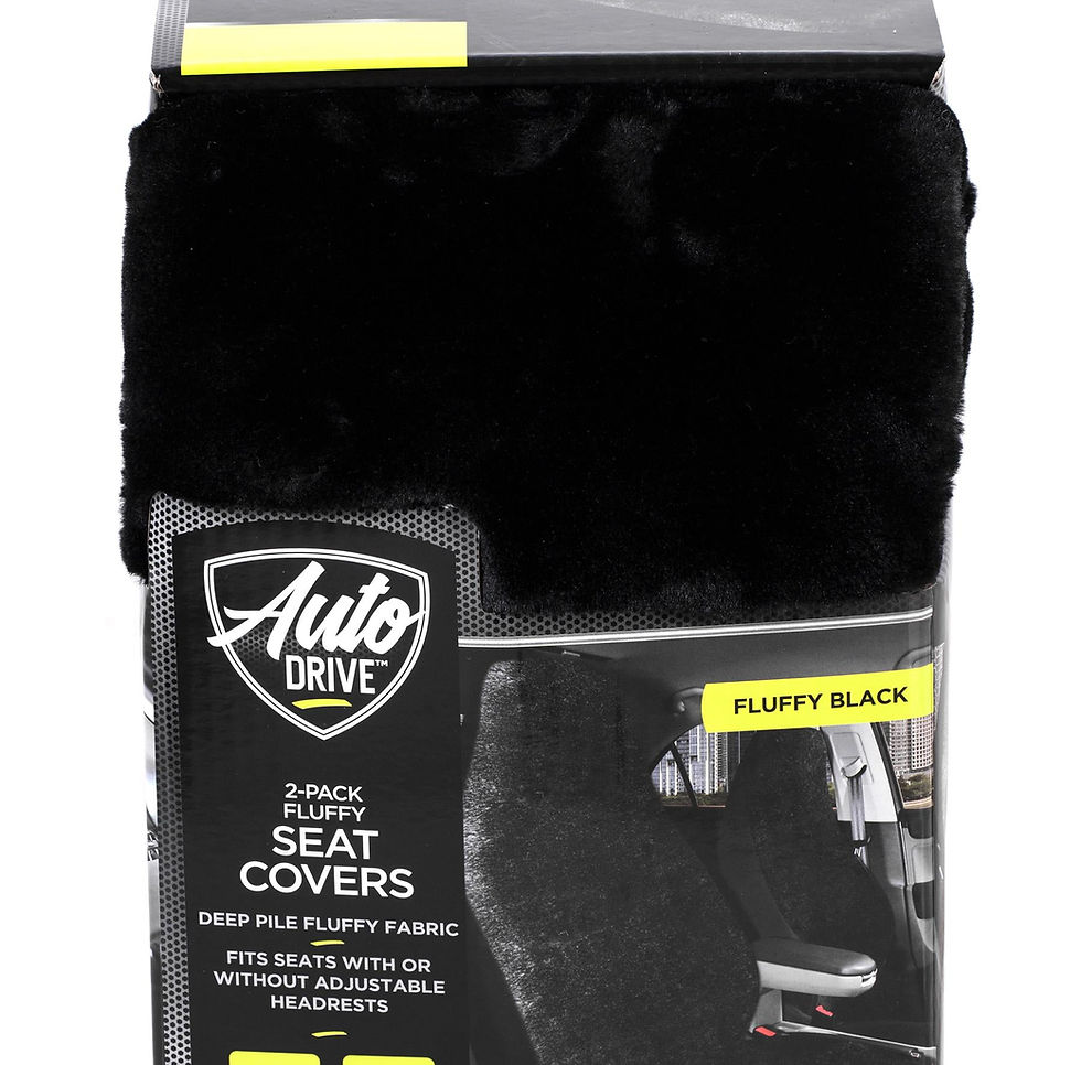 Thumbnail: Auto Drive 2 Piece Car Seat Covers High Back Soft Faux Fur Polyester Black,..