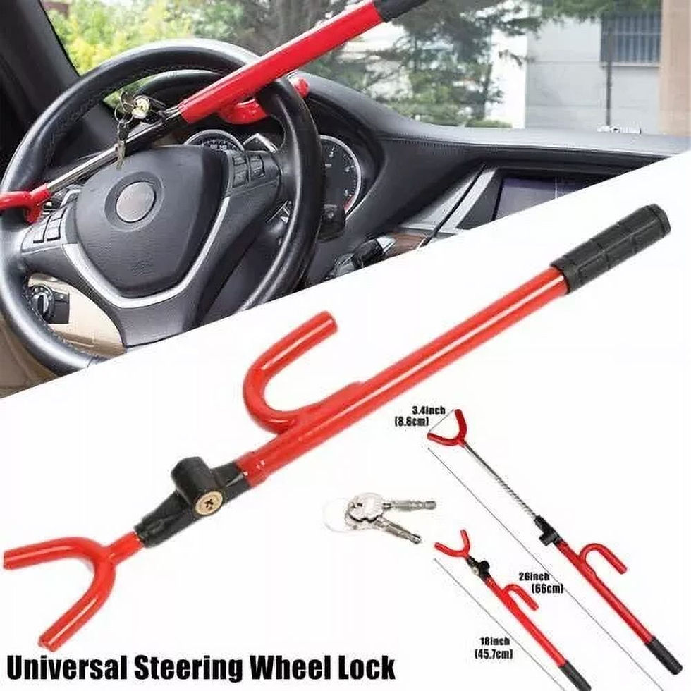 Thumbnail: BreeRainz Premium Anti-Theft Steering Wheel Lock - The Club Twin Hooks Edit..
