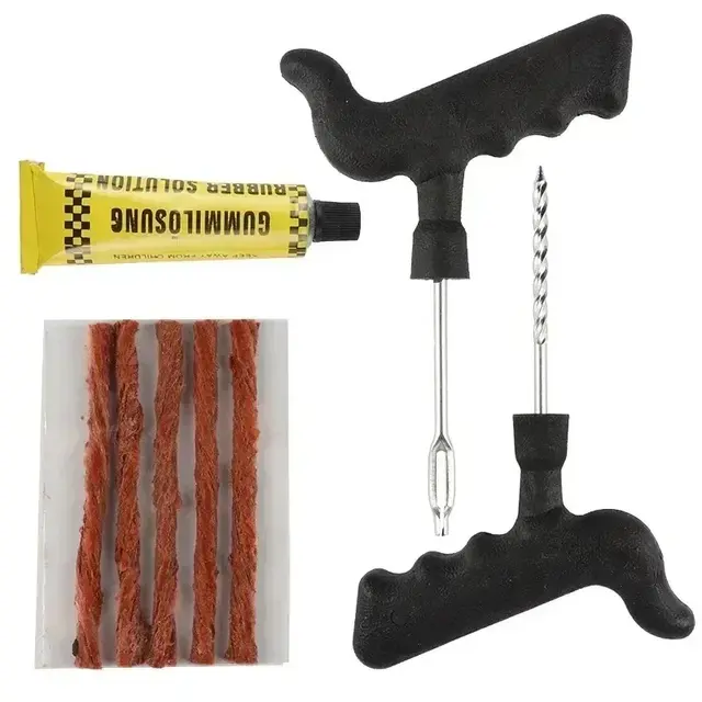 Thumbnail: Car Tire Repair Tool Kit with Rubber Strips Tubeless Tyre Puncture Studding Plug