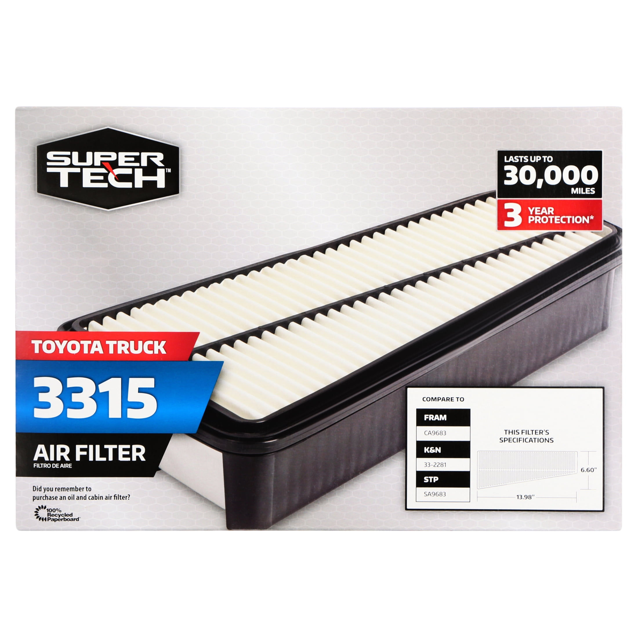 Super Tech 3315 Engine Air Filter, Replacement Filter for Toyota or Toyota ..