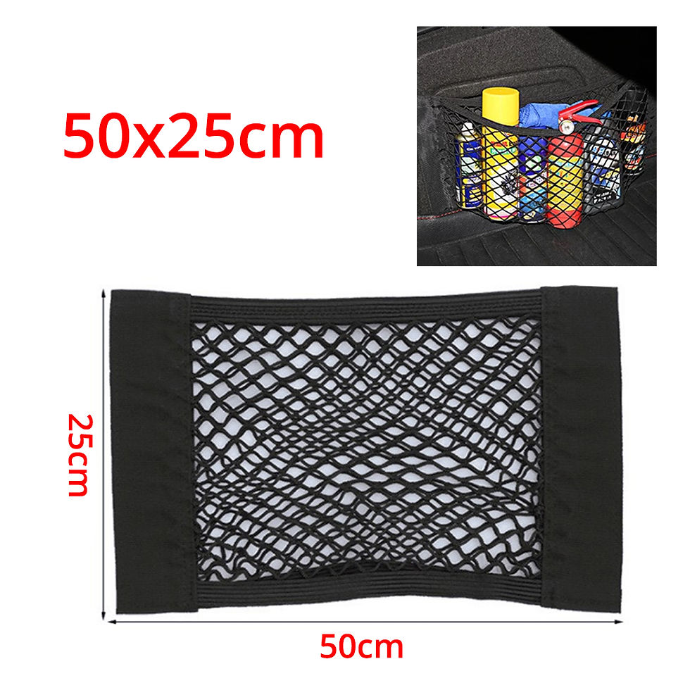 Thumbnail: 1X Car Back Rear Trunk Organizer Net Mesh Seat Elastic String Magic Sticker Univ