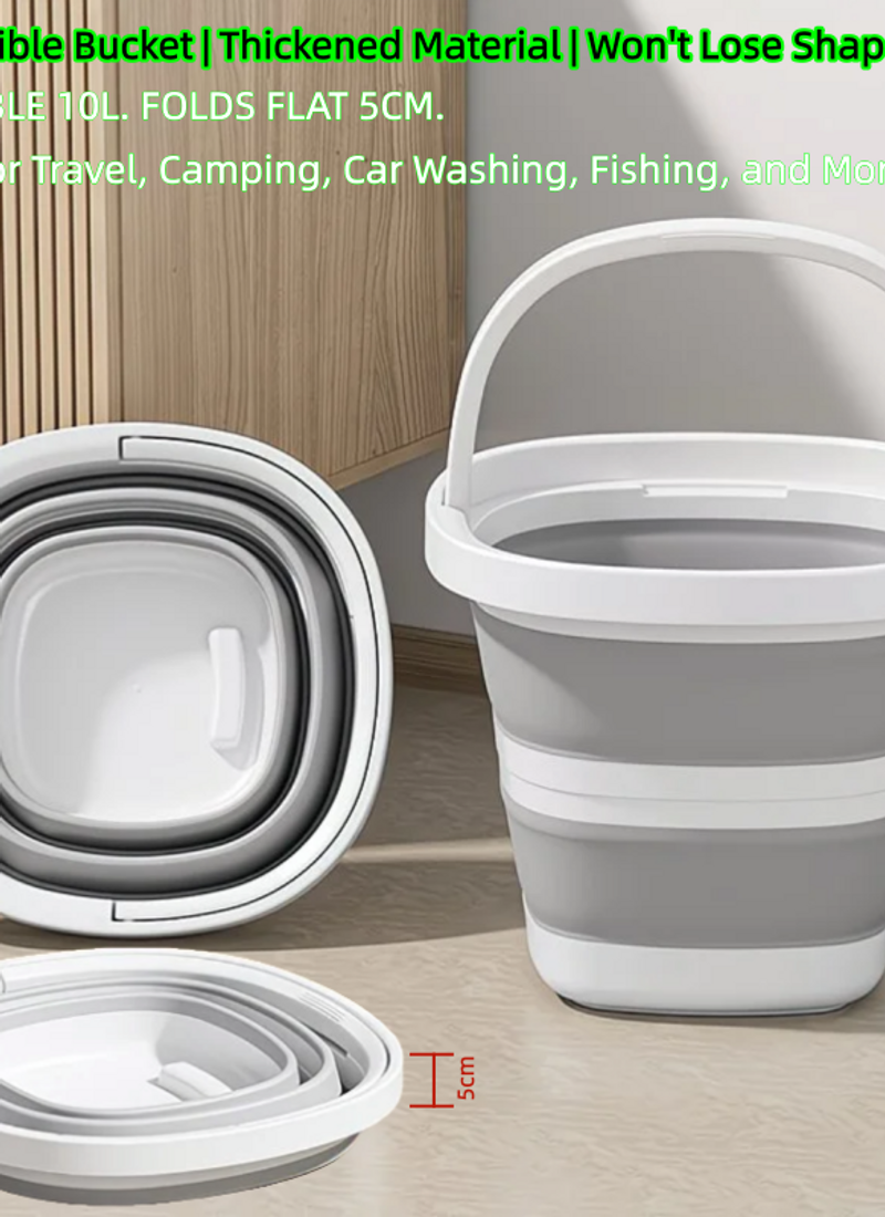 Collapsible Multi-Use Outdoor Bucket | Made of Durable PP+TPR Material in 10L &