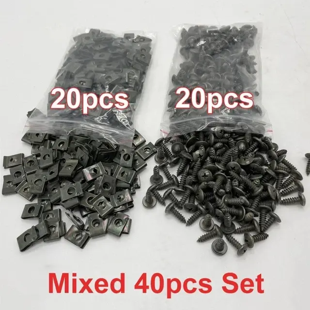 Thumbnail: 100/20pcs Mixed Car Motorcycles Metal Screw Tapping Fastener Clip U-Type Clip wi