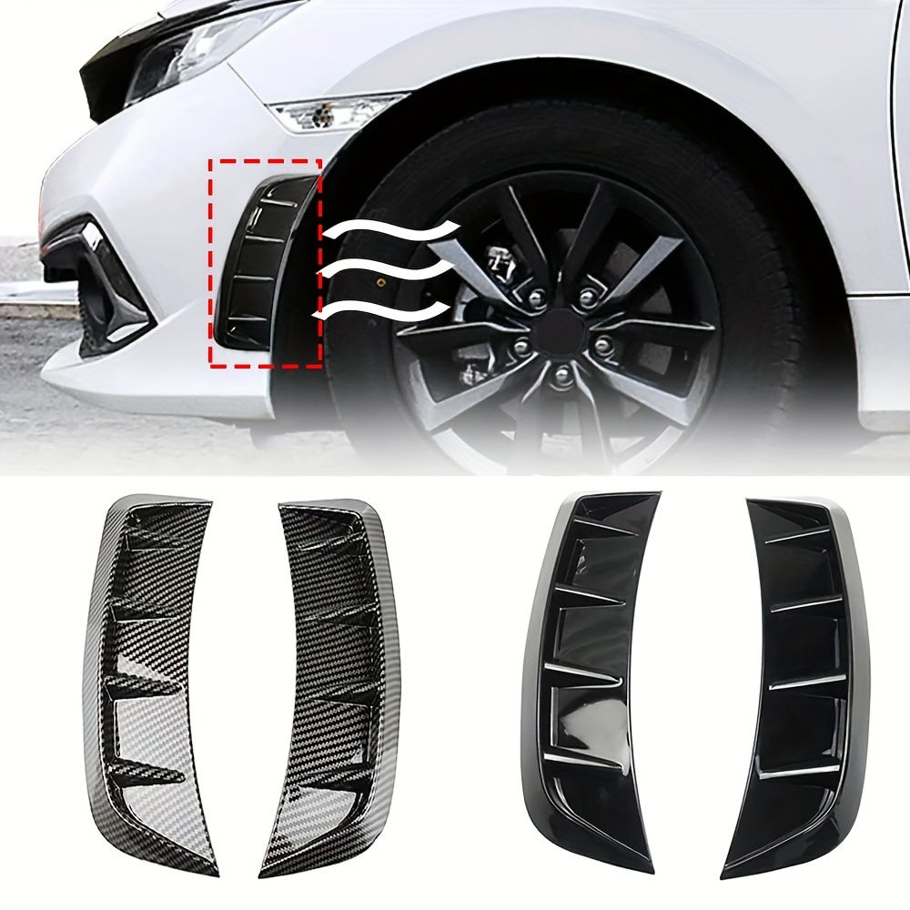 2Pcs Auto Front Bumper Side Wing Air Intake Flow Vent Hood Exterior Decorative S