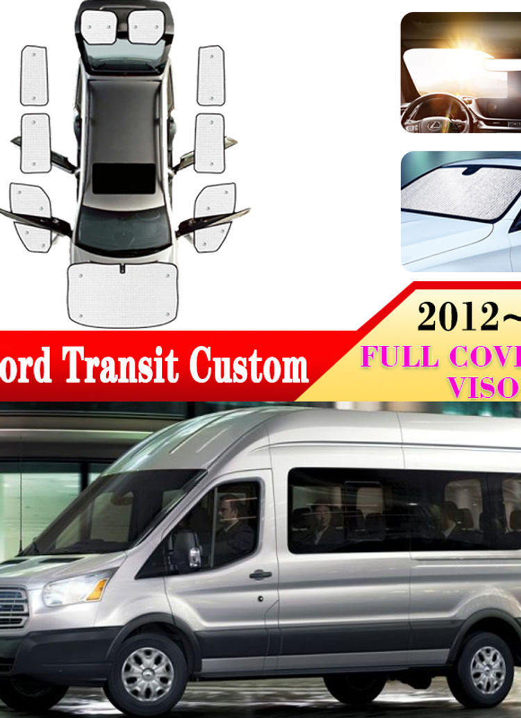 Anti-UV Full Car Sun Visors For Ford Transit Custom Accessories 2012~2021 2020 A