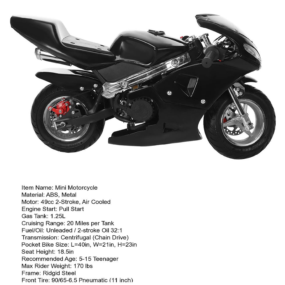 Thumbnail: Aqyh Kids Motorcycle, 49cc 2 Stroke Gas Pocket Bike w/ Dual Brake & Headlig..