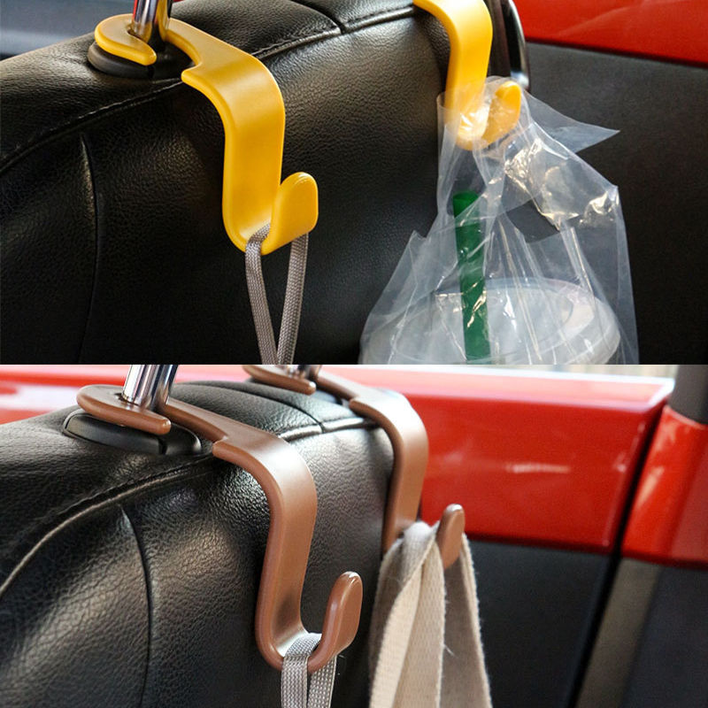 Thumbnail: 2pcs Universal Car Seat Hook Rear Interior Portable Hanging Bag Holder Storage B