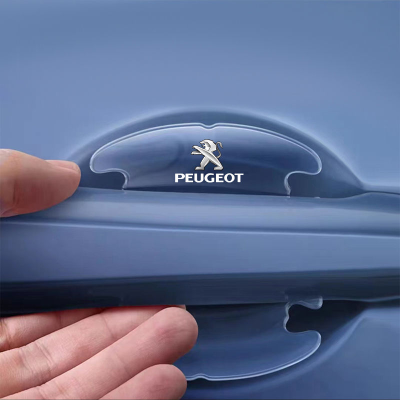 Thumbnail: Car Door Handle Bowl Protector Transparent Anti-collision For For Peugeot E-208