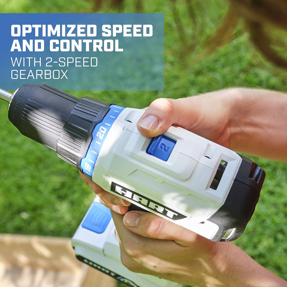 Thumbnail: HART 20-Volt Cordless 1/2-inch Drill/Driver Kit, (2) 1.5Ah Lithium-Ion Batt..