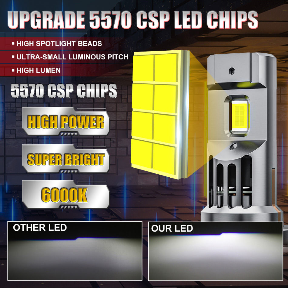 Thumbnail: 2Pcs H11 H7 Socket Base LED Car Headlight 300W High Power Turbo Bulb 6000K H4 90