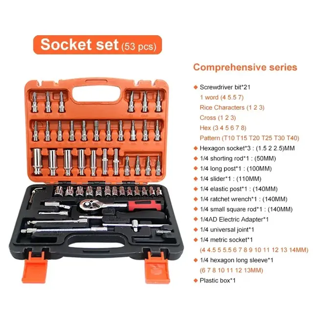 Thumbnail: 46/56 Piece Auto Repair Wrench Tool Set Multi-functional High-quality Ratchet Wr
