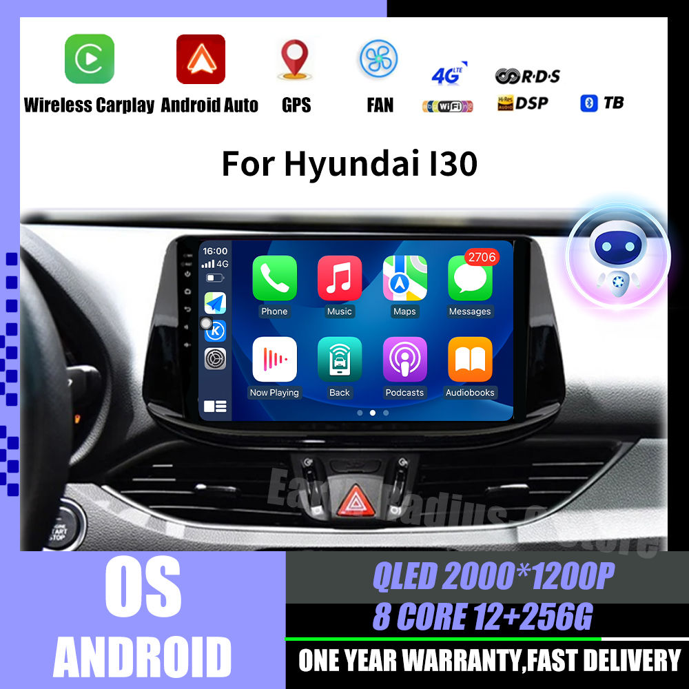 Android OS Auto Car Radio For Hyundai i30 2017 2018 2019 2020 2021 Stereo Screen