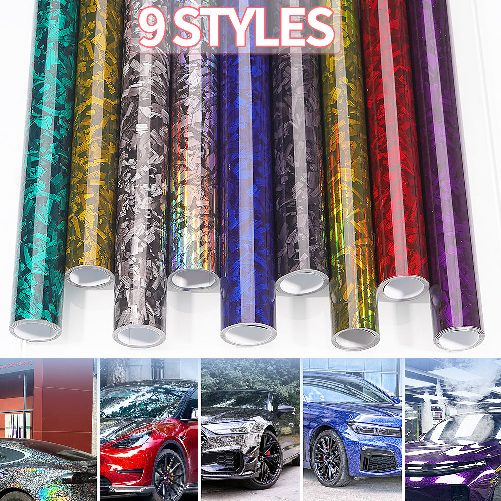 300cm*50/30cm High Glossy Black Gold Silver Red Forged Carbon Fiber Vinyl Wrap F