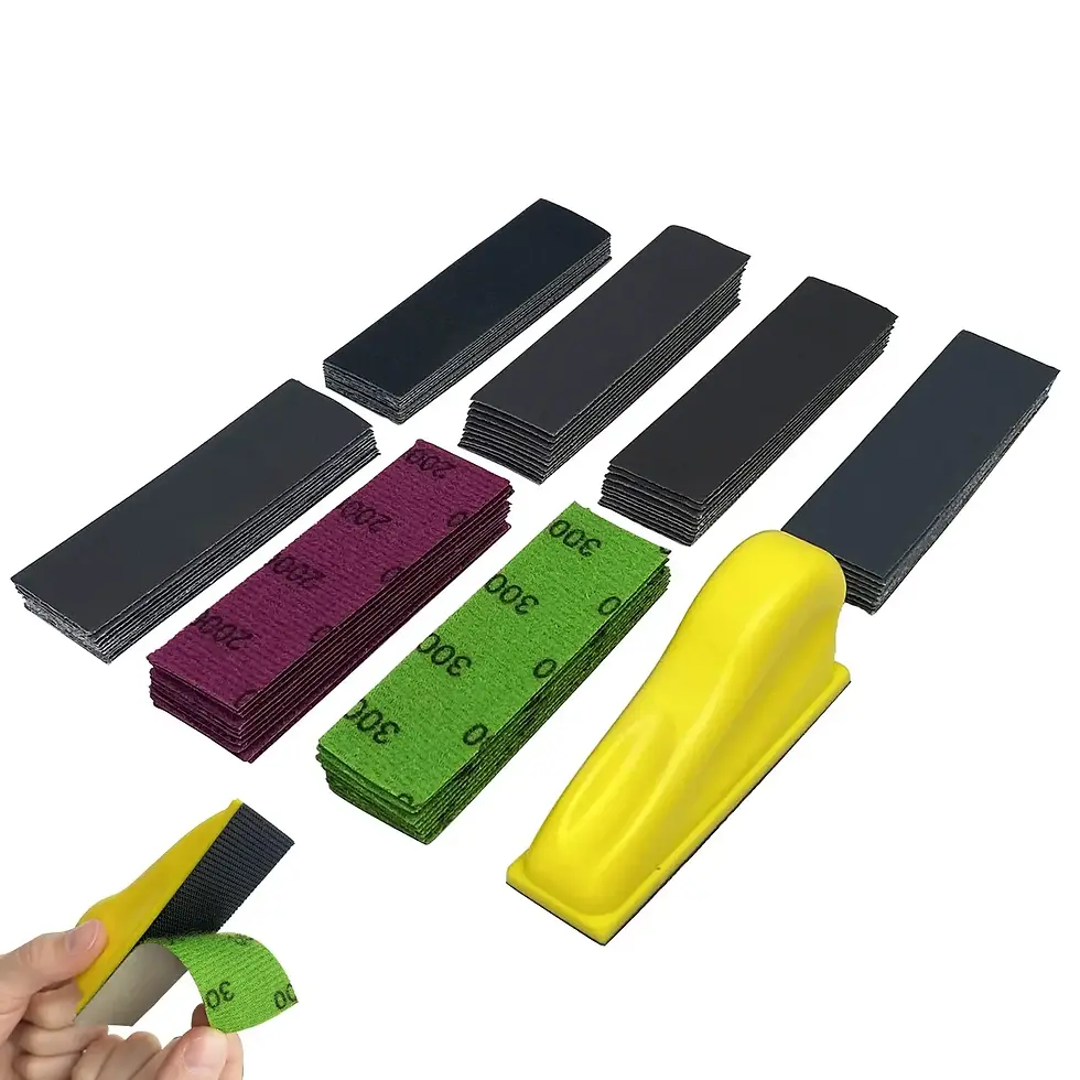 Thumbnail: 3.5”x 1” Mini Sandpaper Kit with Hook and Loop Sanding Block 71 Pcs Assorted 400