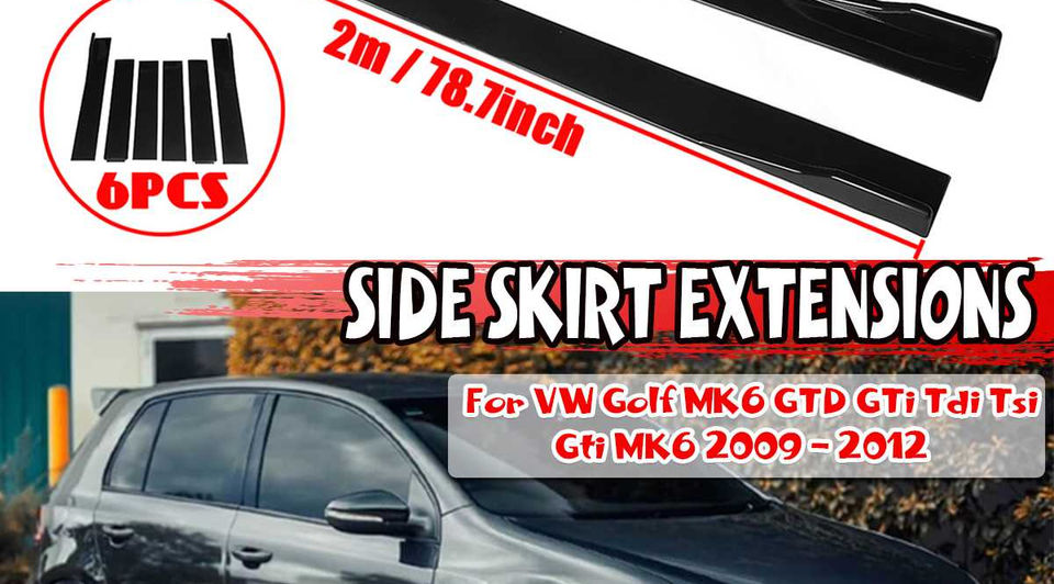 2m Car Side Skirt Splitter Winglet Side Wing Bumper Lip For VOLKSWAGEN For VW Fo