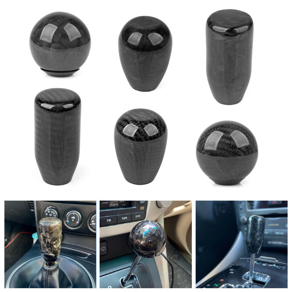 JDM Style Universal Oval/Sphere Carbon Fiber Manual Gear Shift Knob With 3 Adapt