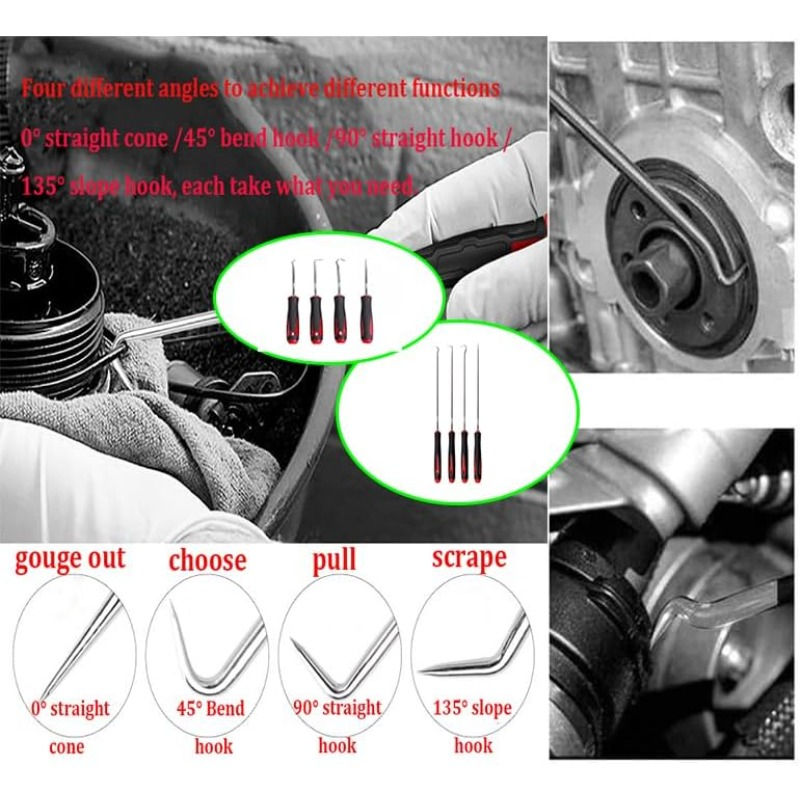 Thumbnail: 4Pcs Car Oil Seal Screwdriver Set Hose Removal Hook Set O-ring Seal Gasket Pick