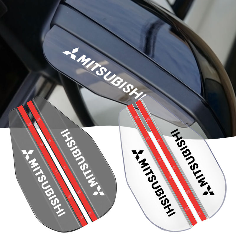 2PCS Car Rearview Mirror Eyebrow Rain Shade Rainproof Cover Visor Emblem For Mit