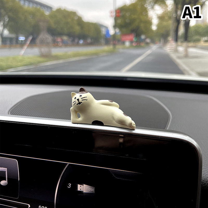 Thumbnail: Cute Car Interior Decoration Ornaments Mini Cat Action Figure Auto Dashboard Rea