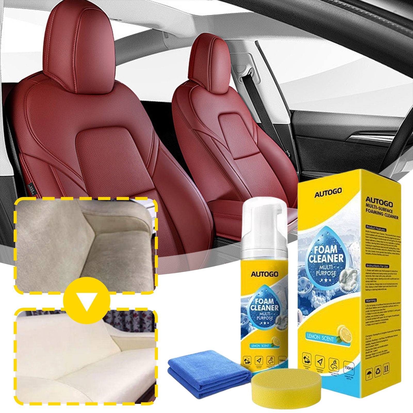 150ml Multipurpose Foam Cleaner For Car Interior Foam Cleaner With Sponge Leathe