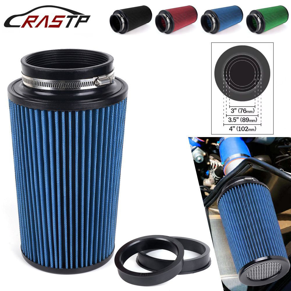 RASTP-Universal 3" 3.5" 4" Car High Flow Cold Air Intake Air Filter Conical Wash
