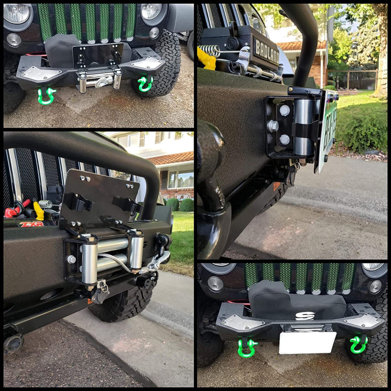 Thumbnail: Flip Up License Plate Mount Winch Roller Fairlead Mounting Bracket Frame 8 3/4 I