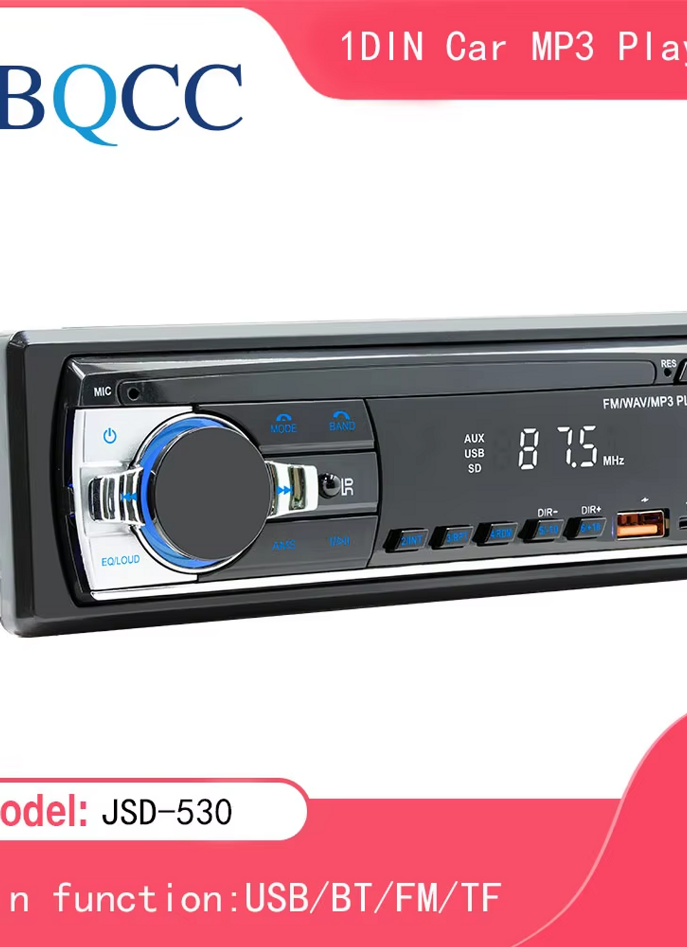 BQCC Car Radio Stereo Player Digital Bluetooth MP3 Player JSD-530 520 60Wx4 FM A
