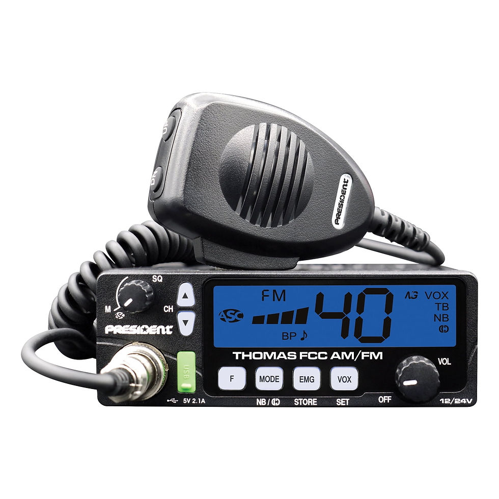 Thumbnail: PRESIDENT TXUS093 THOMAS FCC 40-Channel 12-Volt/24-Volt AM/FM CB Radio