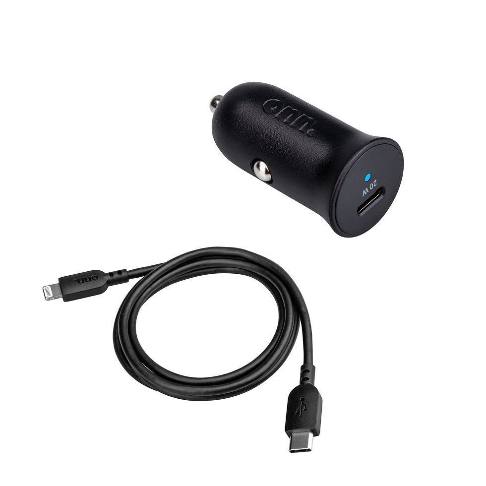 20W Power Delivery Car Charging Kit with Lightning to USB-C Cable, Black